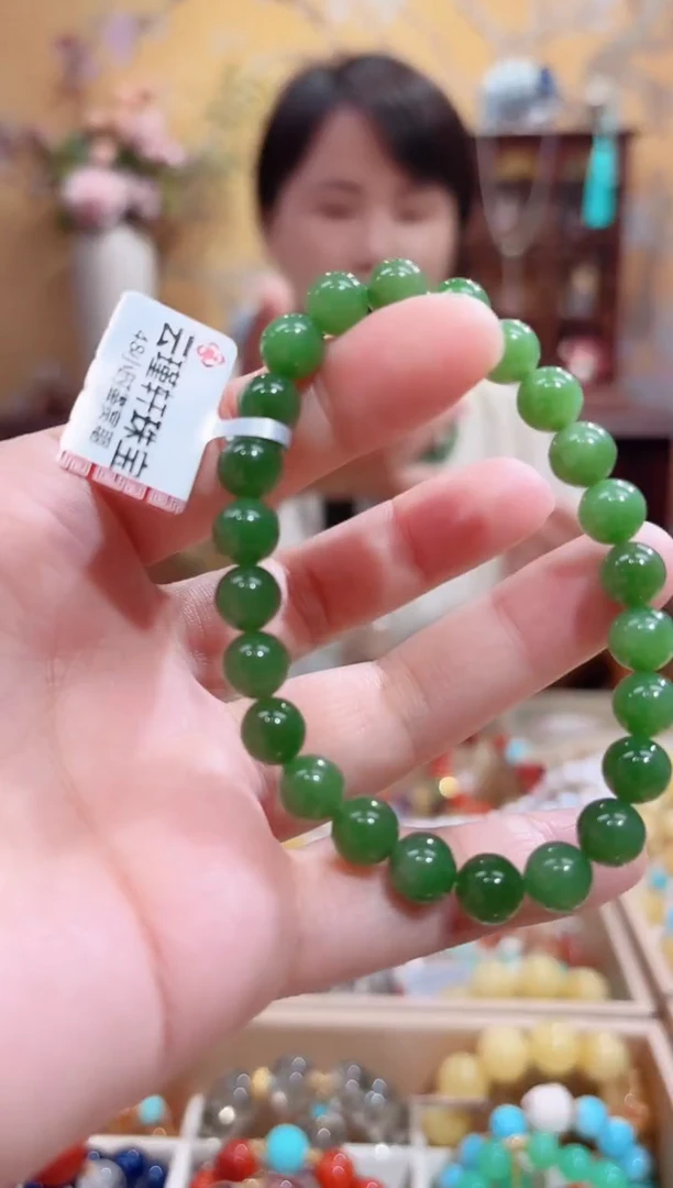 未镶嵌手串和田玉设计款珠串8+碧玉