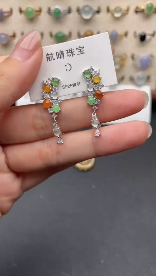 银S925镶嵌戒指翡翠一物一证一礼盒