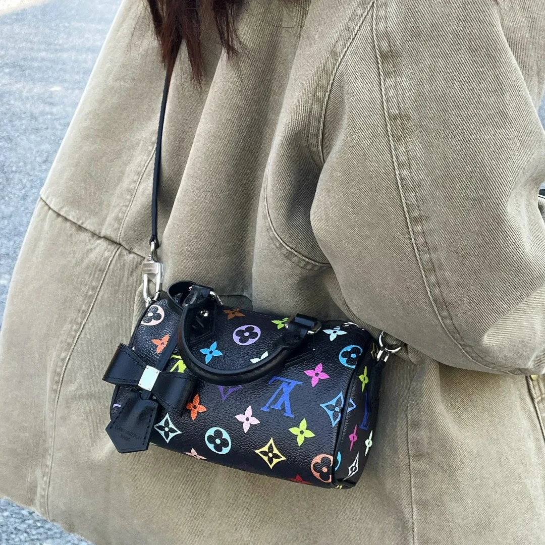 未使用 LouisVuitton/路易威登 双双特价Speedy Nano 黑三彩