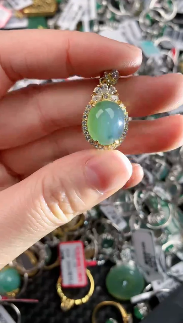 银S925镶嵌戒指翡翠333---5