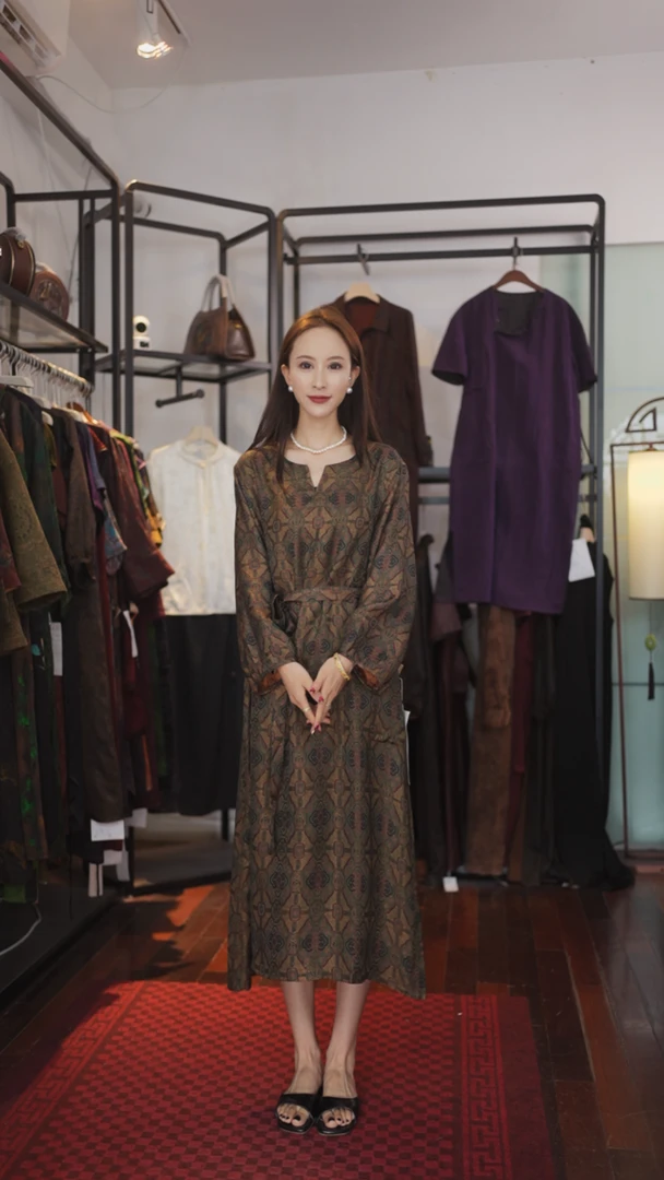 【碧玺锦裙】新中式百搭优雅时尚连衣裙夏季62-621碧玺锦裙