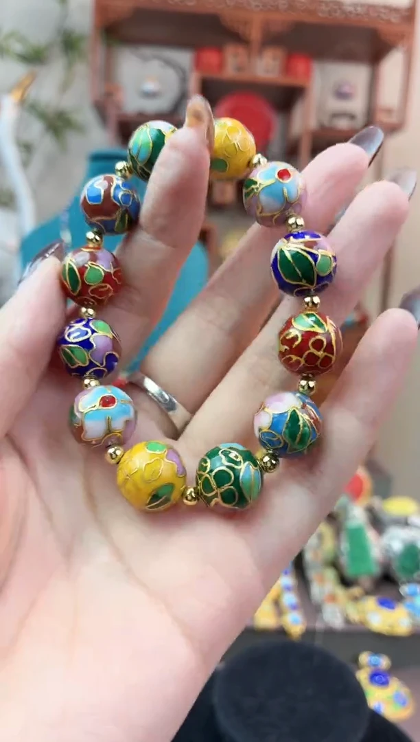 非遗手工景泰蓝1.4手串多宝色