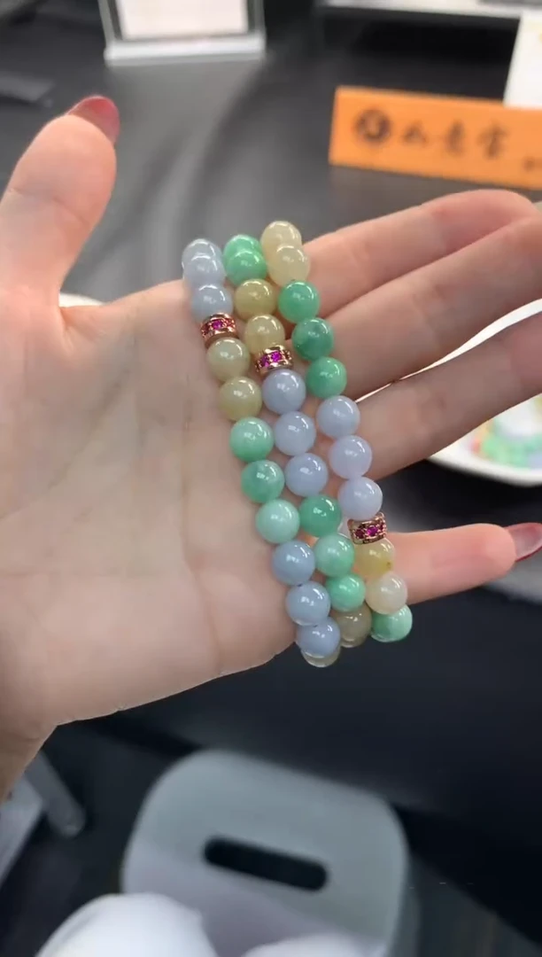 【闪购商品】翡翠手串未镶嵌FC363 翡翠三彩手串 多样性发其一