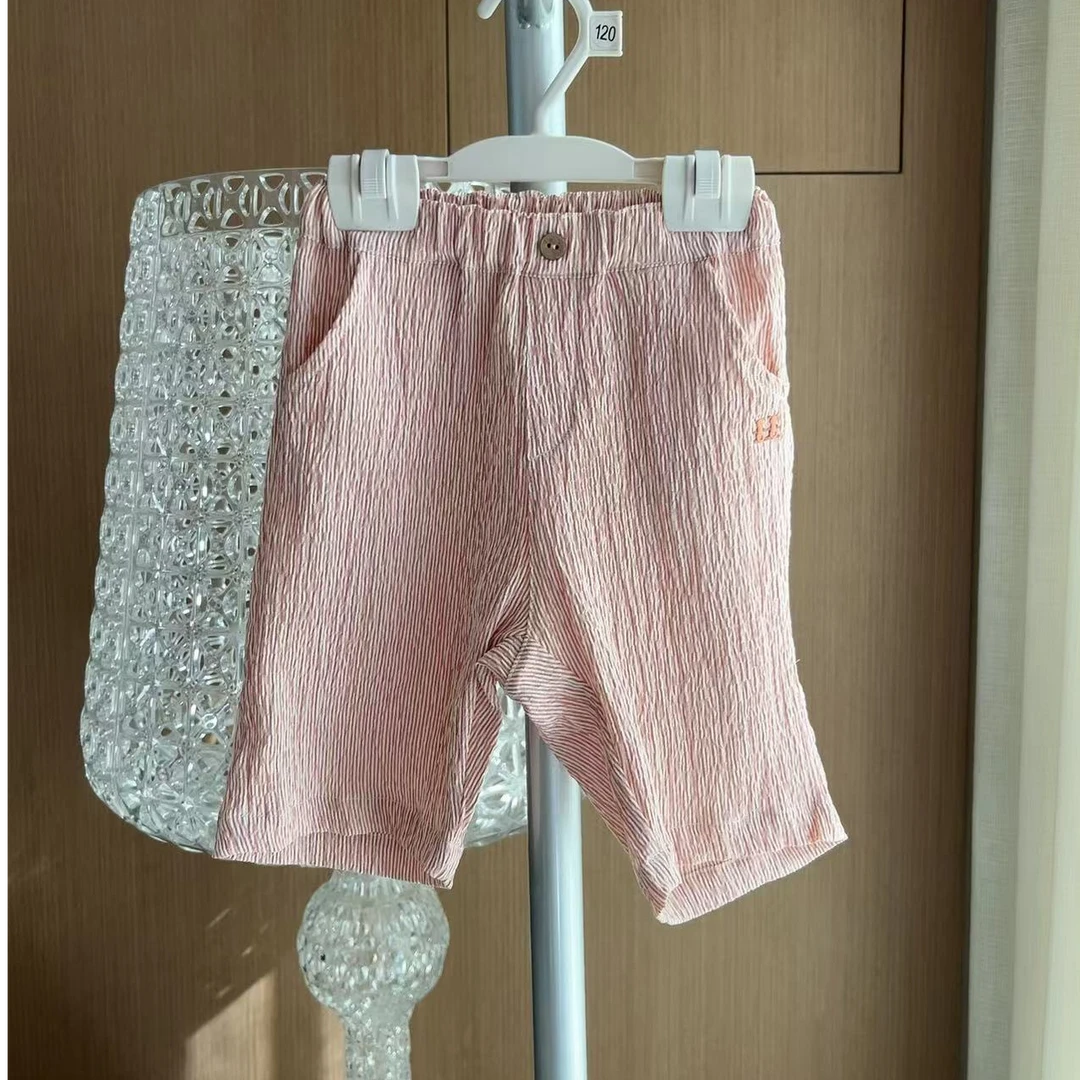 小星星 粉灰两色泡泡纱短裤