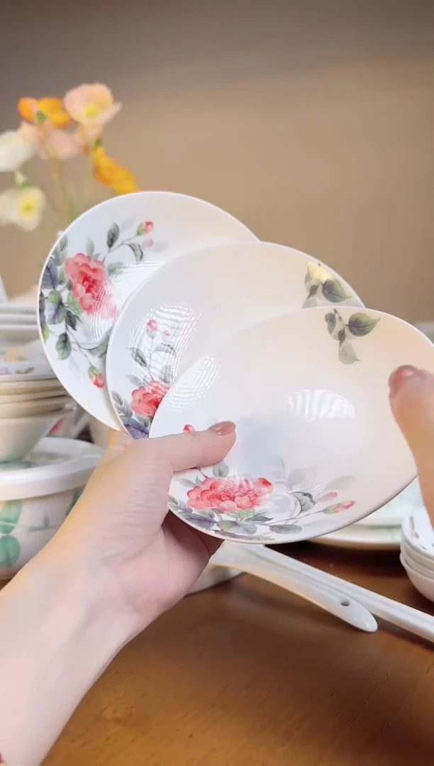 【闪购商品】山茶花高骨瓷5.5寸点心碟3个