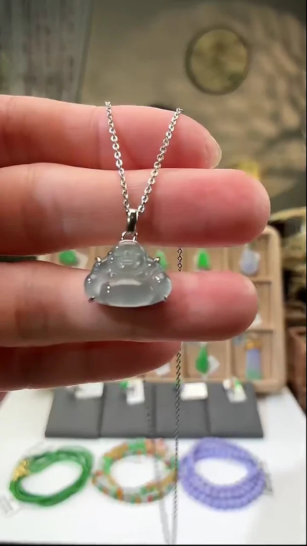 吊坠(赠链)银S925镶嵌翡翠佛公