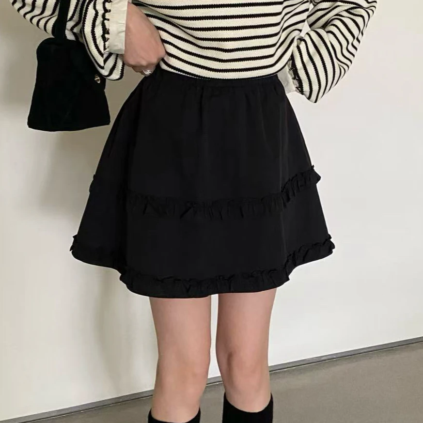 韩版新款时尚百搭松紧腰蓬蓬短裙E20073