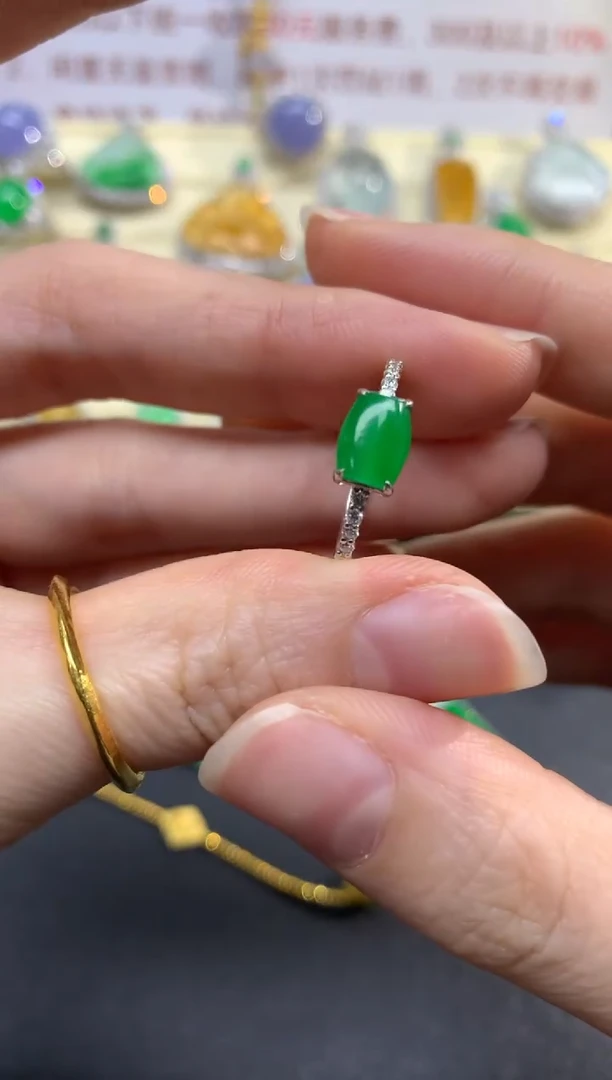 翡翠戒指18K金镶嵌戒指|3600+360