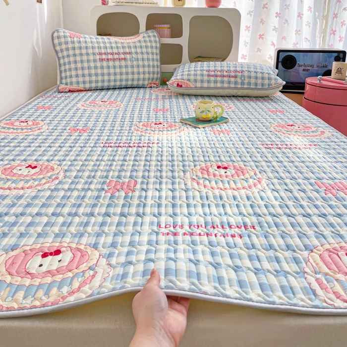 猫咪日记少女心卡通猫咪乳胶凉席可机洗宿舍夏季床单人软席