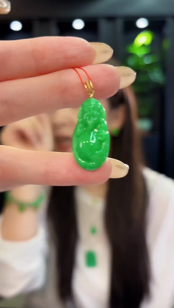 翡翠18K金镶嵌颈饰 缅料A货/支持复检/一件