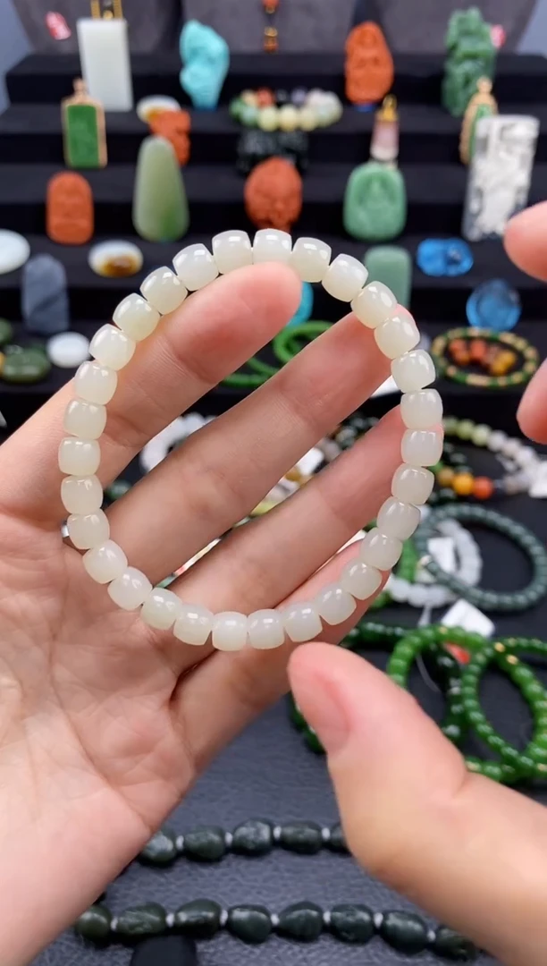 【闪购商品】和田玉未镶嵌-7mm金山极限弧手串一颗珠微瑕