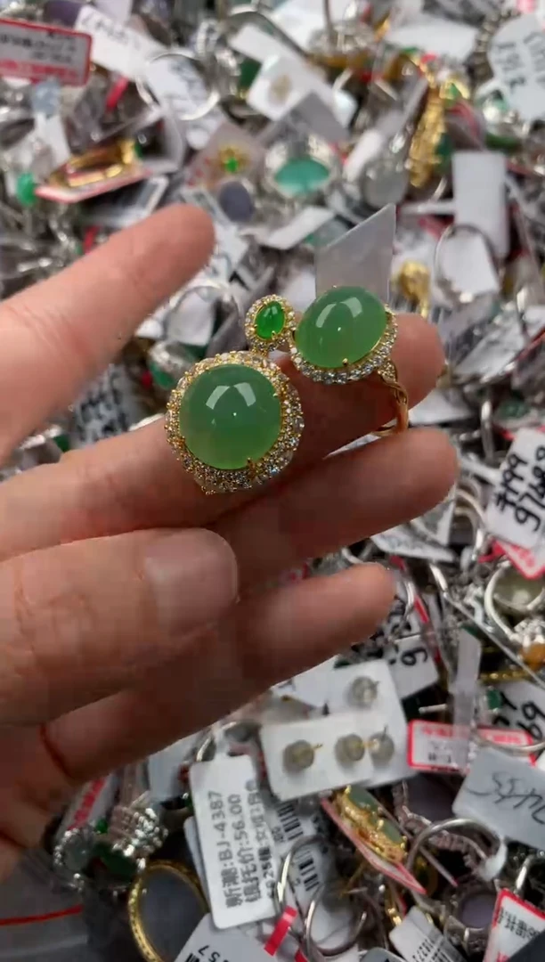 银S925镶嵌戒指翡翠444   10