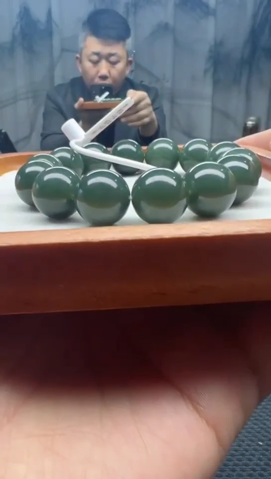 未镶嵌手串和田玉且末正蓝卡16纯天然拍一发一