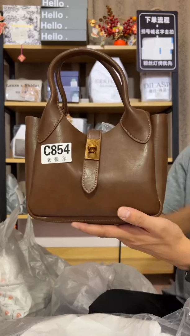 小牛剖层皮革老张家女包854