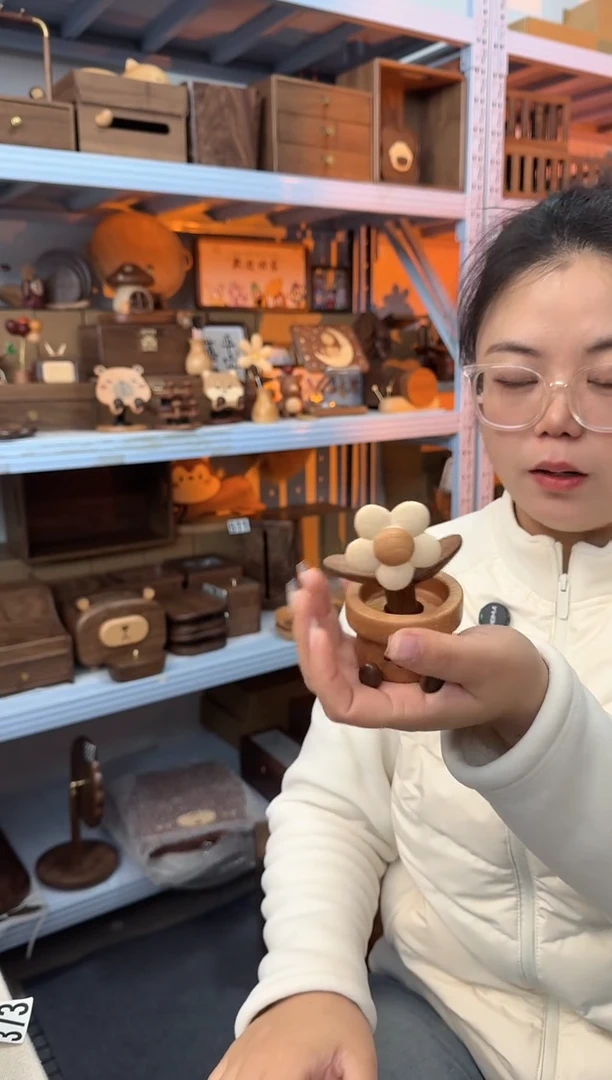 木实木有钱花摆件