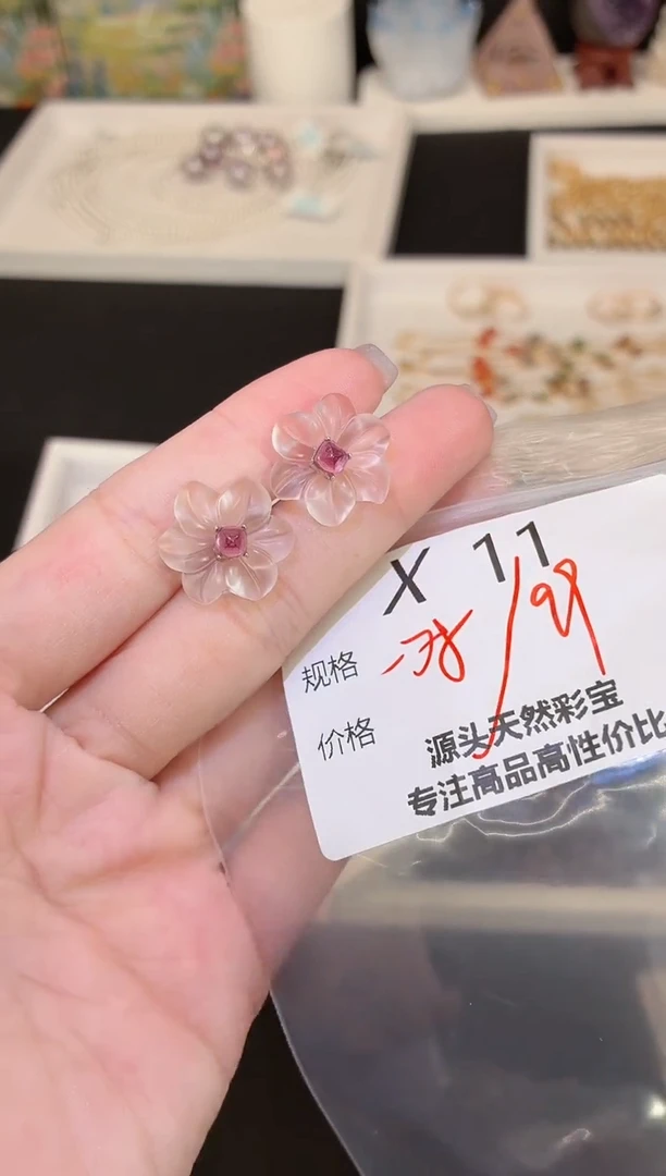 银S925镶嵌耳饰石榴石多样性发一X11