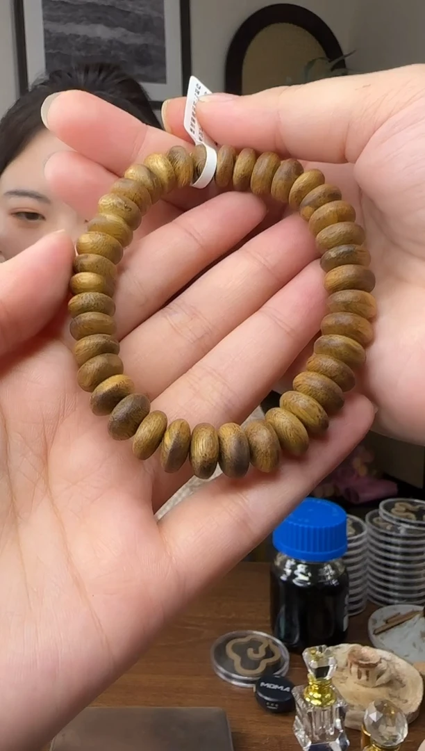手串沉香白棋沉香算盘珠卡1.1单圈手串一条