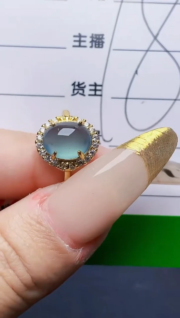 银S925镶嵌戒指翡翠6926