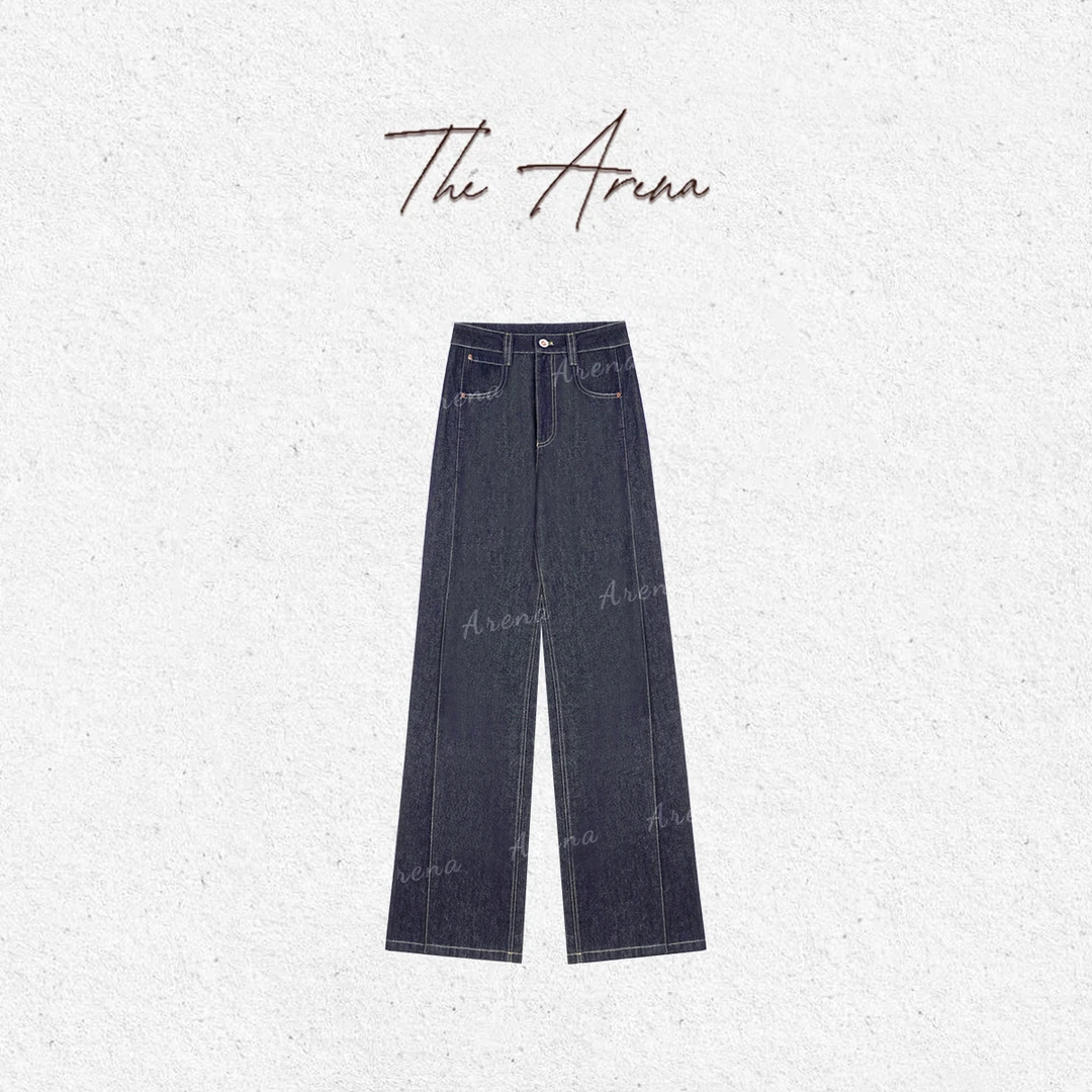 THE ARENA“10oz”冈山100%棉10盎司褶裥原色阔腿牛仔裤 XY-042