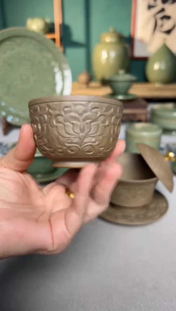 【闪购商品】其他耀州窑素胚双釉菊纹主人杯