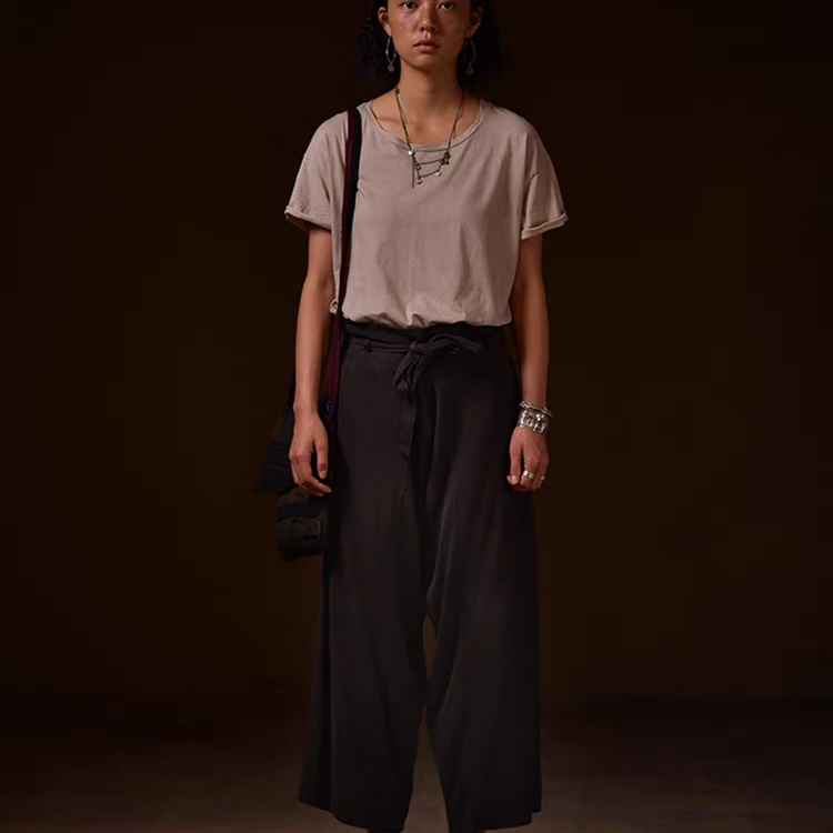 22SS3034  真丝植物染裤子系带 自然原创设计