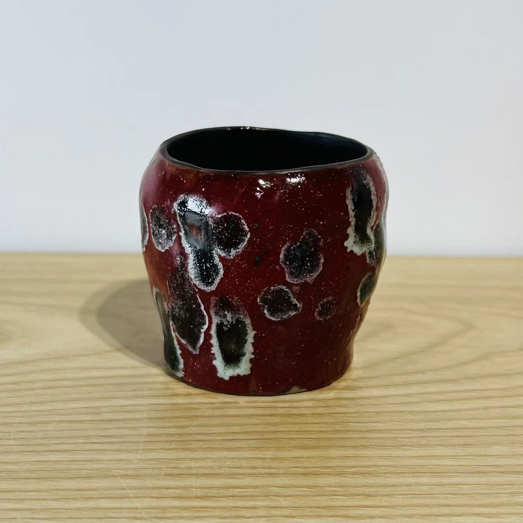 吾游茶器寻梵窑变红主人杯平底陶瓷茶杯