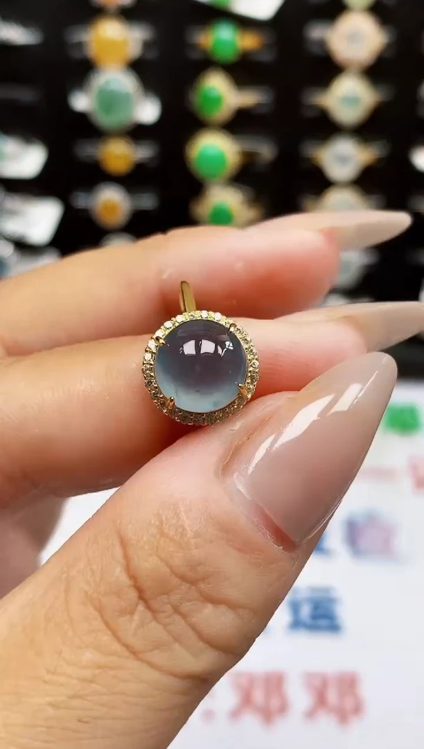 银S925镶嵌戒指翡翠2222