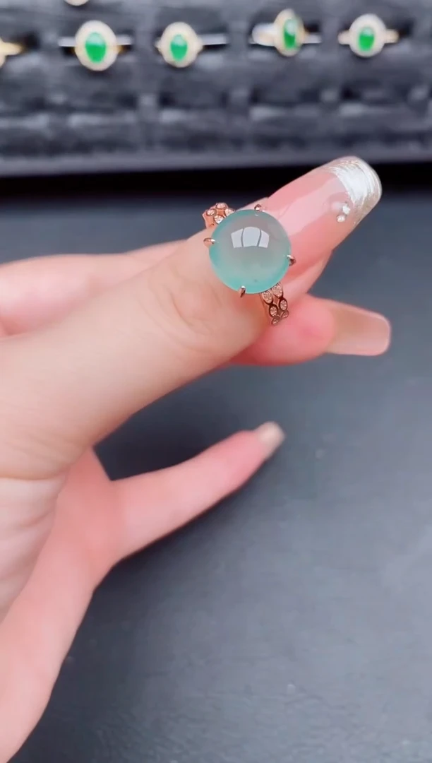 翡翠戒指银S925镶嵌天然a货翡翠45