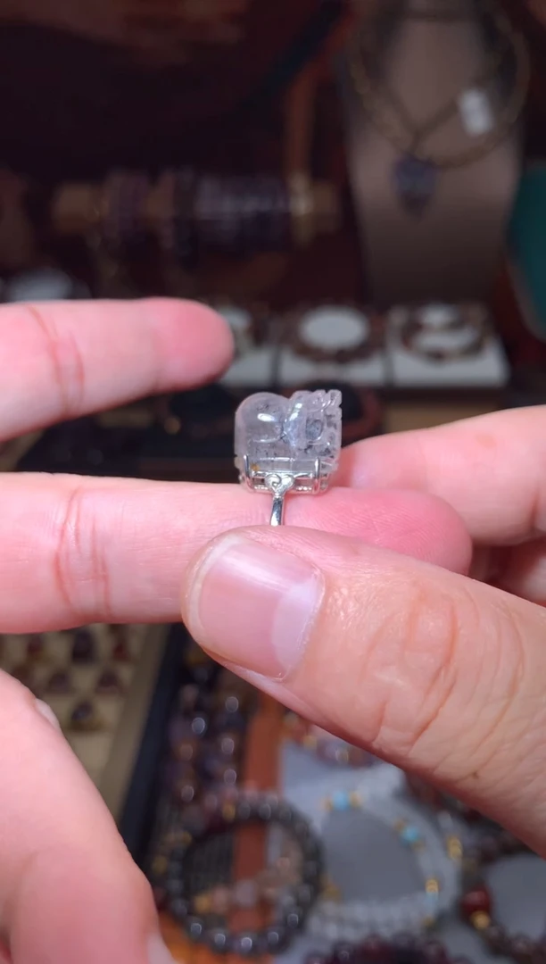未镶嵌珠宝半成品水晶小闪灵钻貔貅戒指