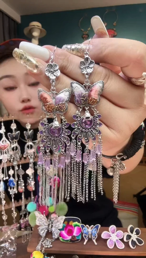 刺绣纯手工民族风刺绣耳环