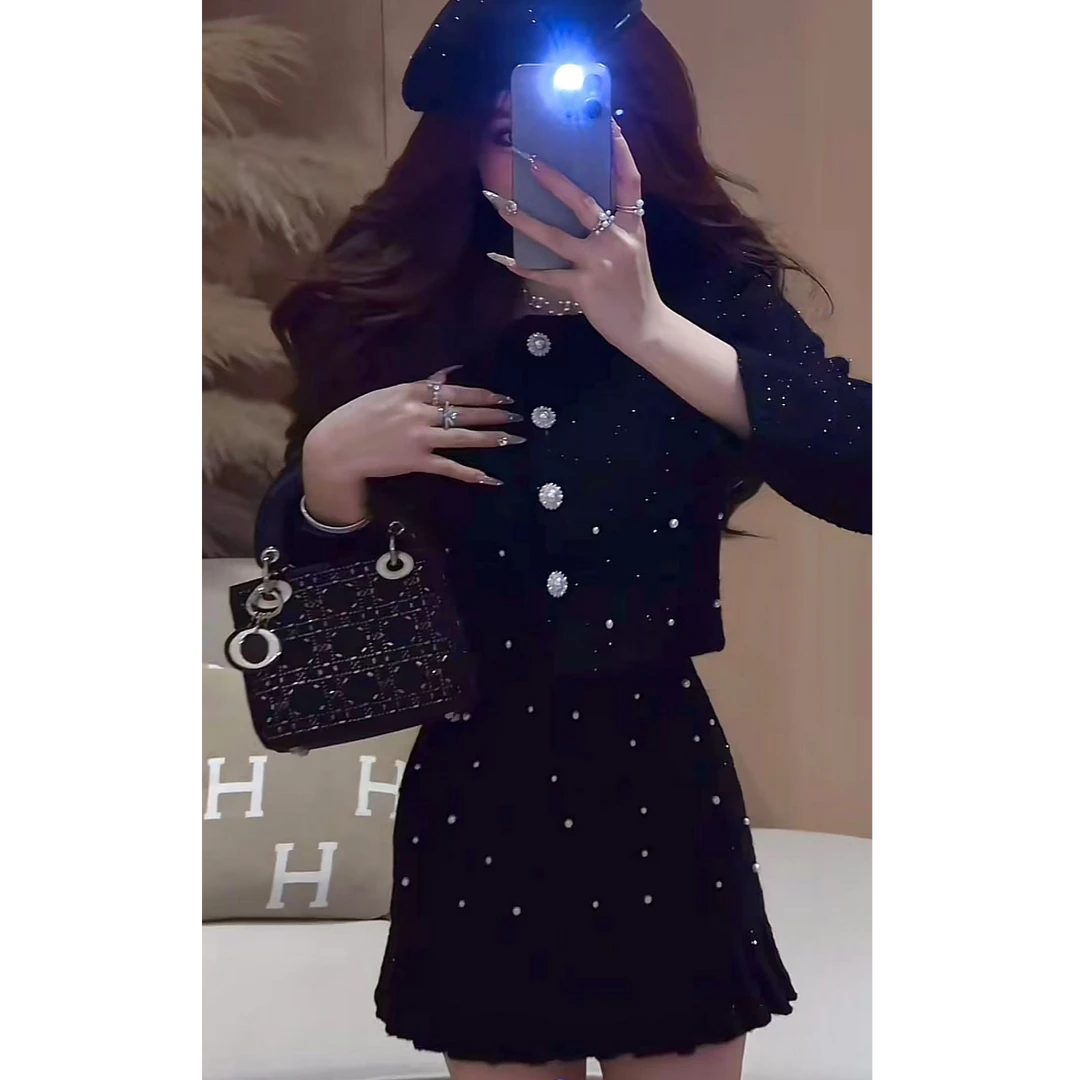 【JIAYI】世家千金 小众设计感钉珠小香风两件套2591