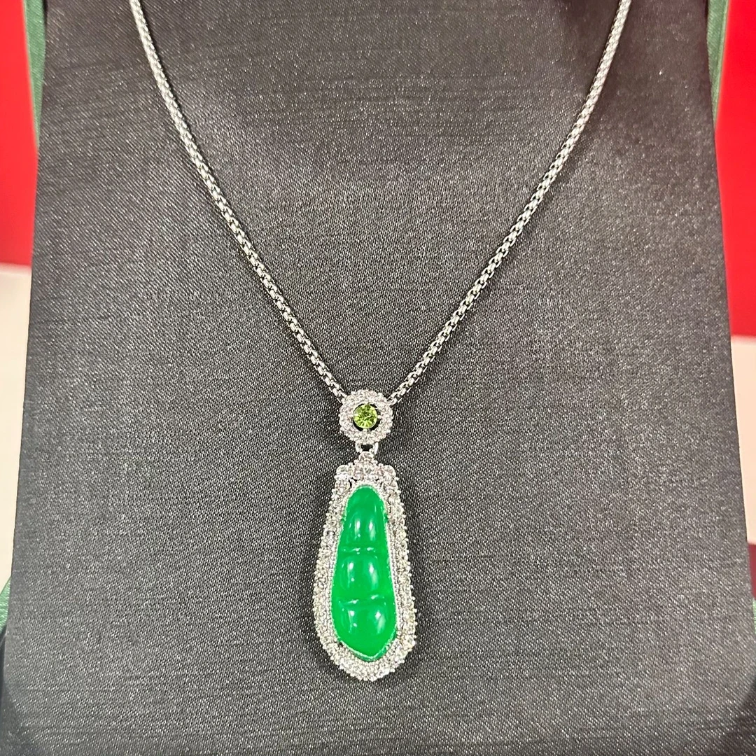 冰透水润豌豆银色项链优雅时尚轻奢精致吊坠