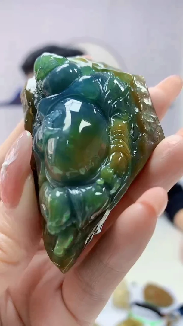 【闪购商品】定制翡翠未镶嵌4917DD-毛货挂件佛8