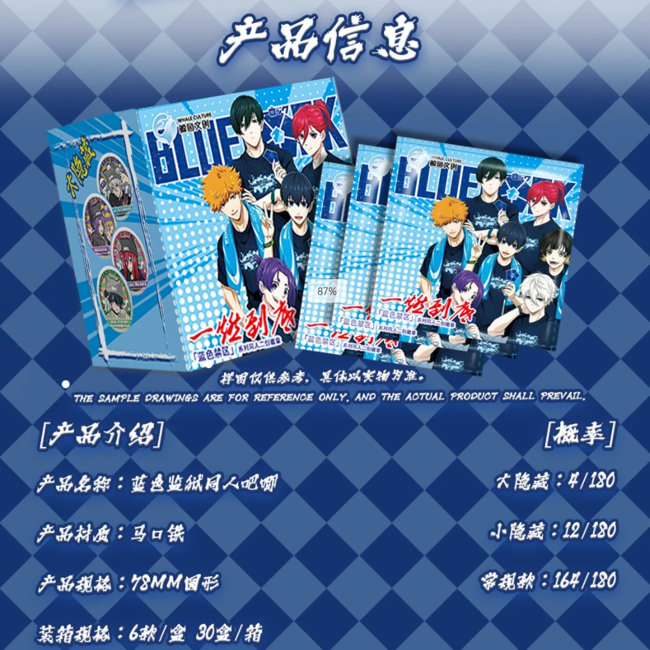 开开【鲸鱼文创】一燃到底蓝色禁区系列同人二创徽章吧唧（默认代开）