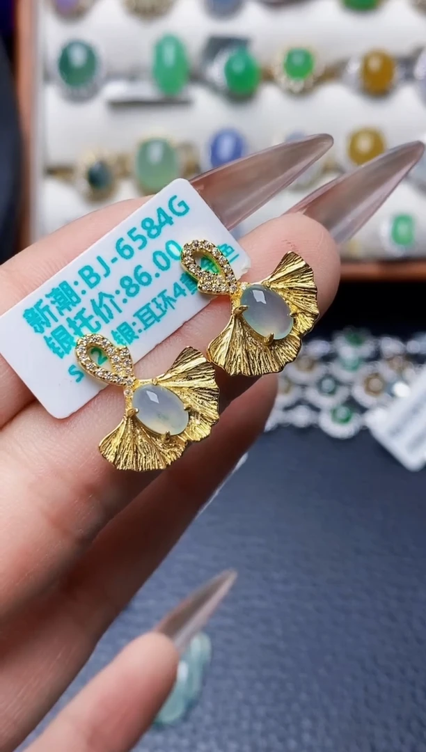 银S925镶嵌戒指翡翠3487