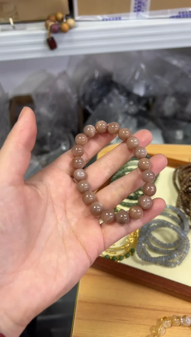 【闪购商品】月光石手链未镶嵌金太阳骨干素圈圆珠手串
