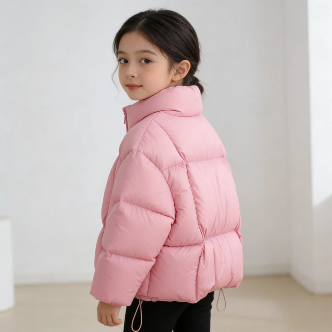 儿童90鹅绒亲子短款面包服保暖加厚极寒洋气显白羽绒服外套