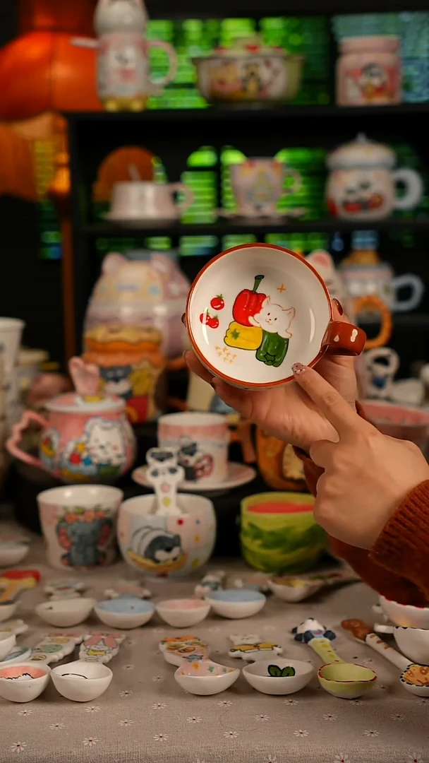 陶瓷无盖款景德镇高温釉下彩纯手绘创意瓷