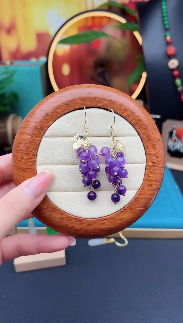 紫晶耳饰银S925镶嵌439