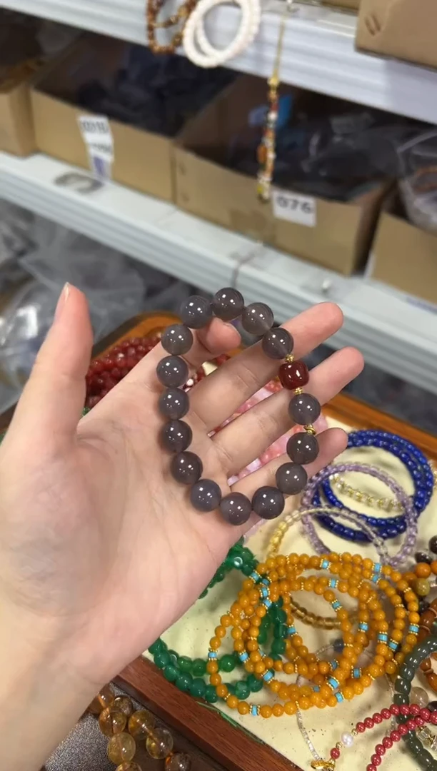 【闪购商品】玛瑙/玉髓手链未镶嵌冰烟紫玛瑙设计款大手串[1532]