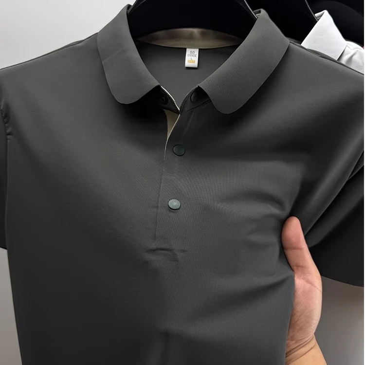 Zero Degree North轻奢冰丝短袖POLO衫男士夏季纯色简约透气T恤衫