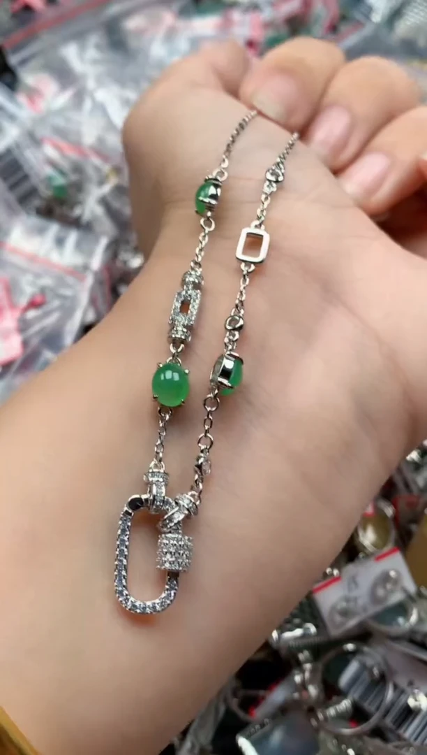 银S925镶嵌戒指翡翠天然A货缅甸翡翠