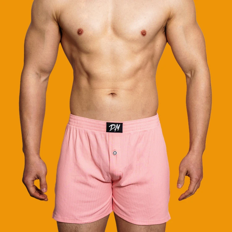 D.M男棉舒适平角裤阿罗裤简约纯色低腰性感家居裤四角裤坑条学生