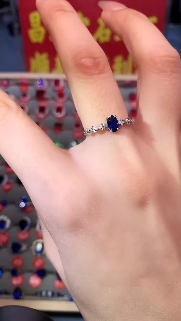 【闪购商品】蓝宝石戒指银S925镶嵌1111