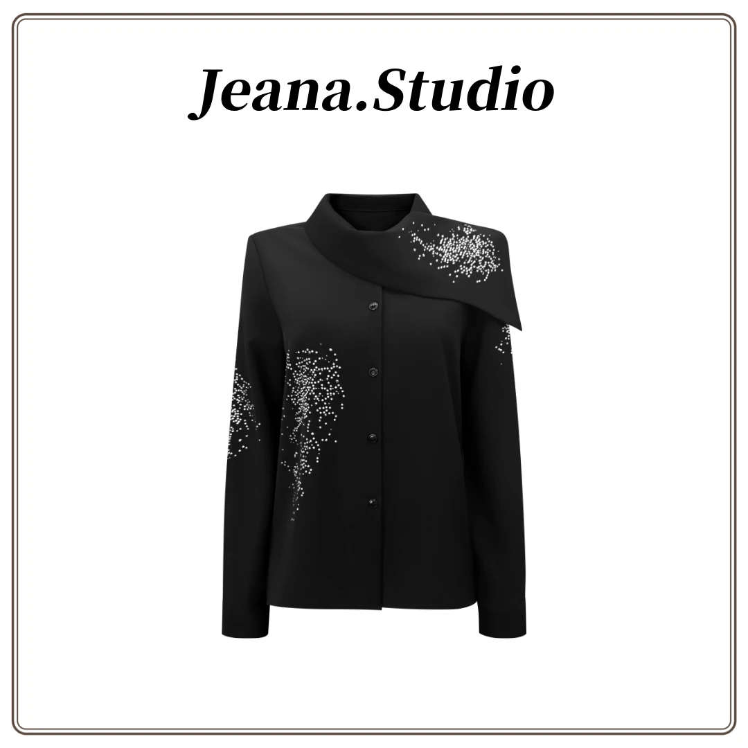 【Jeana.Studio】原创设计飘带烟花烫钻衬衫