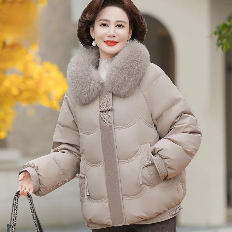 中年妈妈冬装外套棉袄洋气时尚羽绒棉服2025新款中老年秋冬棉衣女