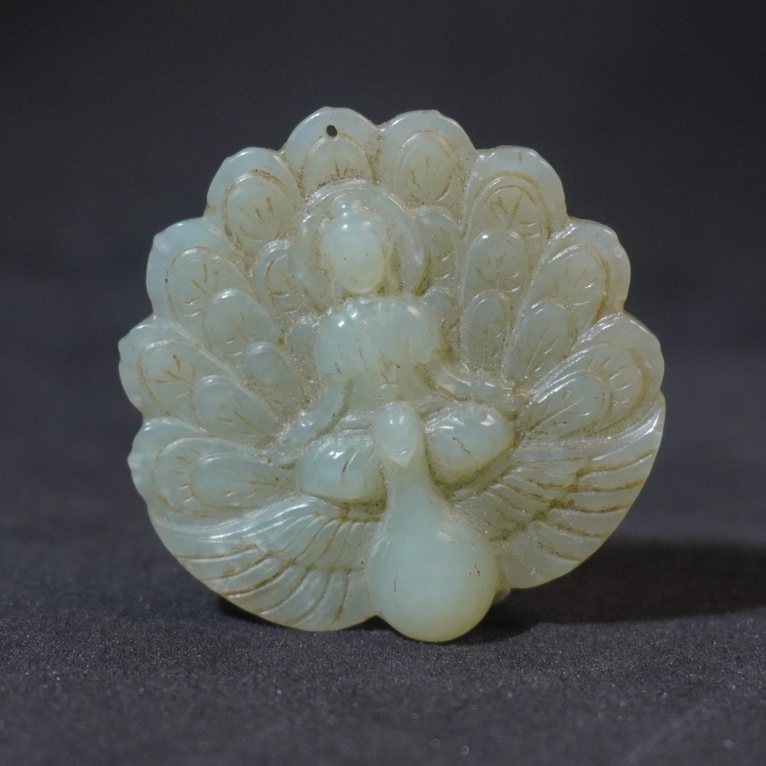 2SH15 清 和田玉孔雀大明王