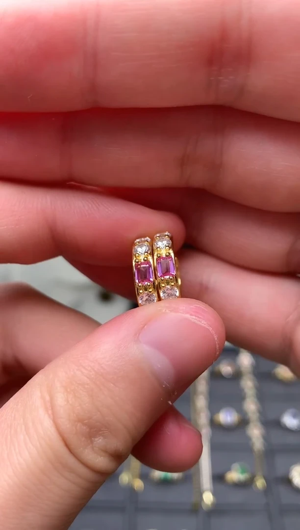 耳饰蓝宝石银S925镶嵌耳饰