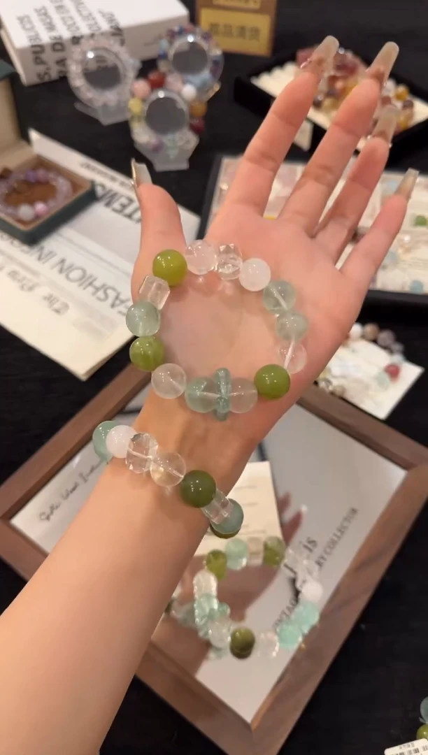 未镶嵌手链水晶绿萤石多宝x3097