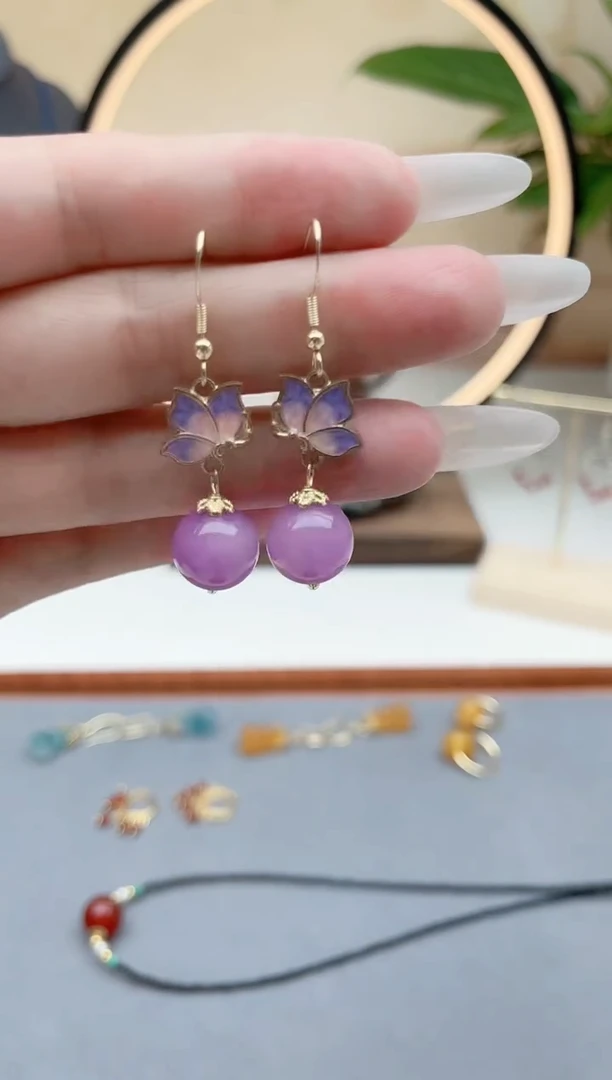 玛瑙/玉髓耳饰银S925镶嵌6281